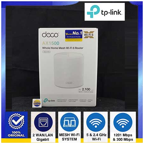 AX1500 TP-LINK DECO X10 3-Pack Wi-Fi 6 Whole Home Mesh Wi-Fi System Gigabit port isi 3 buah