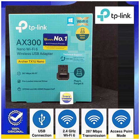 USB Wi-Fi 6 Adapter TP-LINK ARCHER TX1U 287Mbps Nano Wireless Adapter