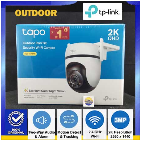 IP Camera Pan-Tilt TP-LINK TAPO C520WS 4MP Outdoor 2K QHD (2560×1440) Microphone+Speaker