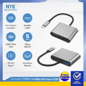 Converter 4 IN 1 USB 3.0 Type C ke VGA/HDMI+USB3.0+Type C NYK C4 (USB-C to VGA/HDMI/USB3.0/USB-C)