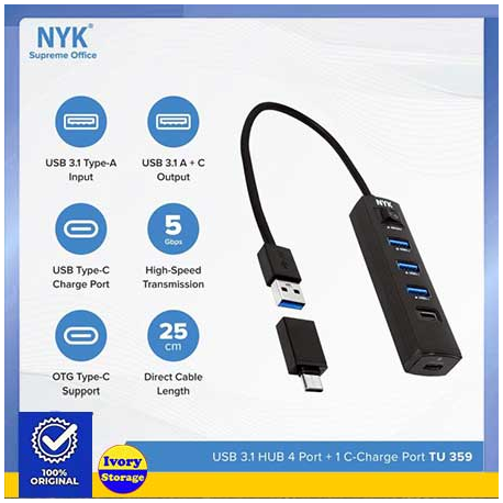 USB Hub 4 Port NYK TU-359 Port USB3.1 & Type-C 3.1