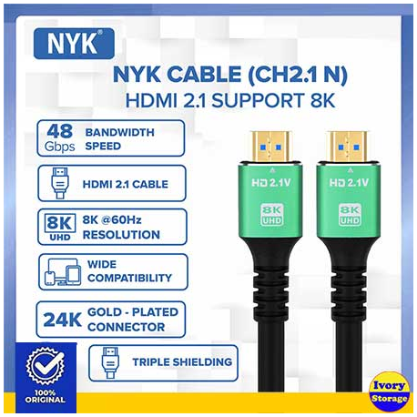 Kabel HDMI V2.1 NYK 1.5M 3M 5M 10M 8K