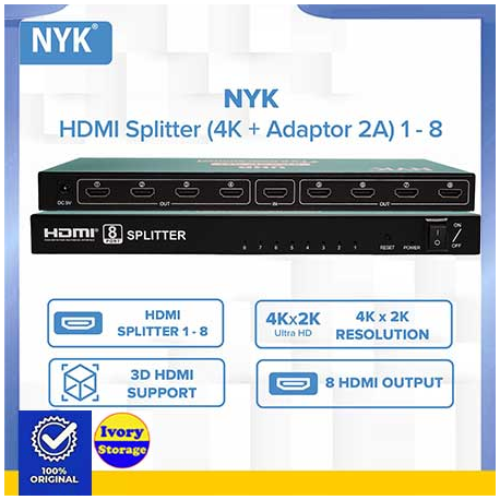 HDMI Splitter 8 Port NYK Support 4K 3D