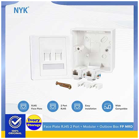 Face Plate 2 Port Modular RJ45 Outbow Box NYK