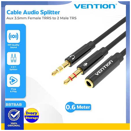 Splitter Male Audio & Mic 3.5mm 2 in 1 VENTION BBTBAB