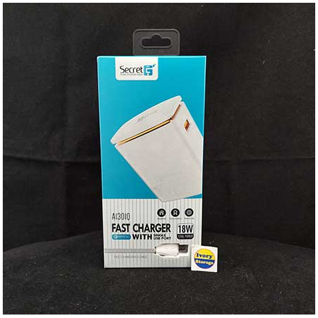 SECRETG SINGLE USB POWER FAST CHARGING A1301Q 18W - 6933138613016