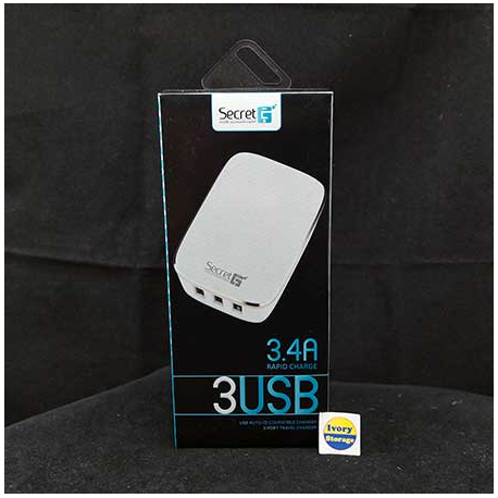 SECRETG TRIPLE USB POWER CHARGER 17W A3304 - 6933138633045