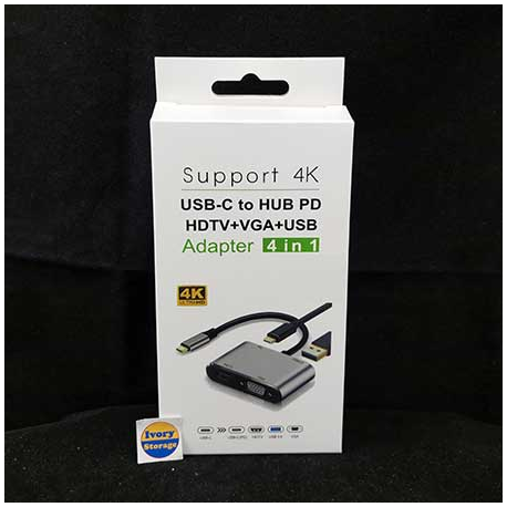 CONVERTER USB 3.1 Type C KE VGA+HDMI+USB3.0+Type C(USB-C to VGA/HDMI/USB3.0/USB-C) 4 IN 1 - 10000276900