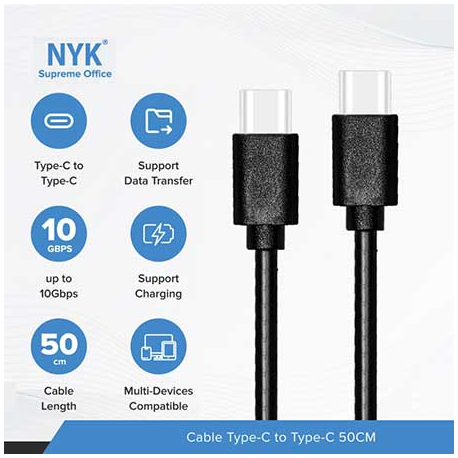 Kabel Data Type C ke Type C 50 cm(USB-C to USB-C)