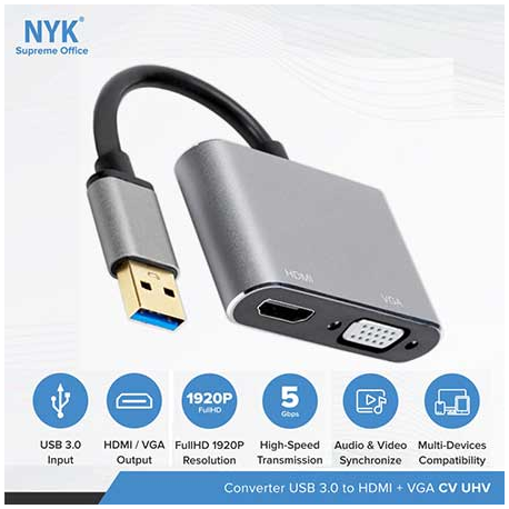 NYK CONVERTER USB 3.0 KE VGA+HDMI