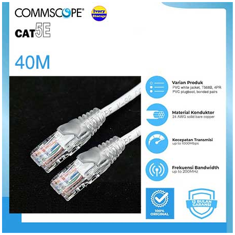 COMMSCOPE KABEL UTP CAT5E 3M WHITE ORIGINAL - KABEL LAN WARNA PUTIH 3M CAT5E COMMSCOPE ORIGINAL - 10000255700