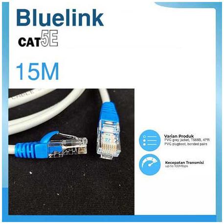 BLUELINK KABEL UTP CAT5E 15M - KABEL LAN 15M CAT5E BLUELINK UTP RJ45 - 10000260100
