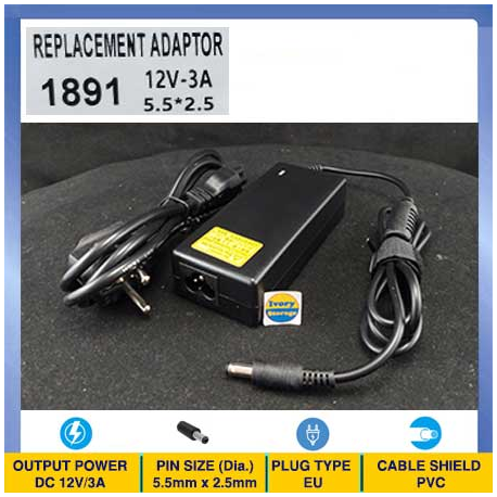 POWER ADAPTOR 12V 1.5A Dia. 5.5x2.1mm ITE STANDAR