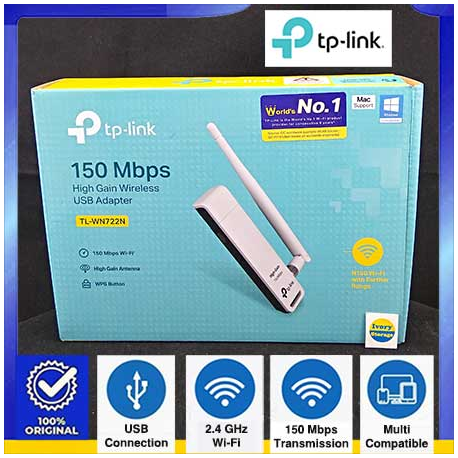 150Mb Wireless USB Adapter TL-WN722N TP-LINK - 6935364050467