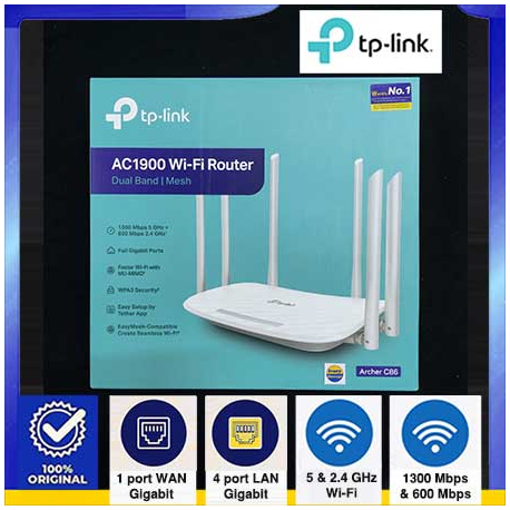 TP-LINK ARCHER C86 WIRELESS ROUTER DUAL BAND GIGABIT AC1900 1.9Gbps HOME MESH WIFI