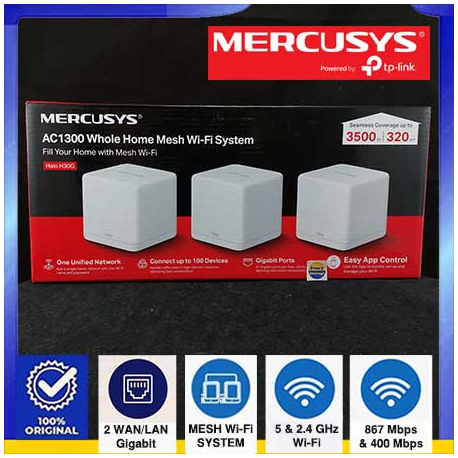 MERCUSYS HALO H30G (3-PACK) AC1300 WHOLE HOME MESH Wi-Fi SYSTEM