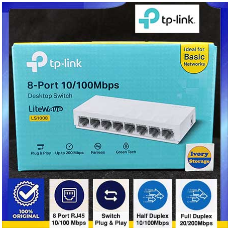TP-LINK LS1008 SWITCH 8 PORT DESKTOP 10/100Mbps 8-PORT HUB - 6935364089085