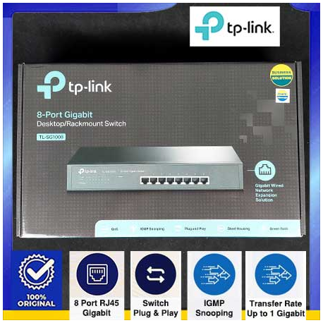 TP-LINK TL-SG1008 8-PORT GIGABIT DESKTOP/RACKMOUNT SWITCH - 6935364021573