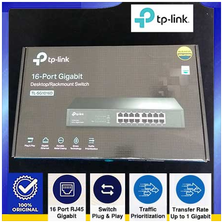 TP-LINK TL-SG1016D 16-PORT GIGABIT DESKTOP/RACKMOUNT SWITCH - 6935364020613