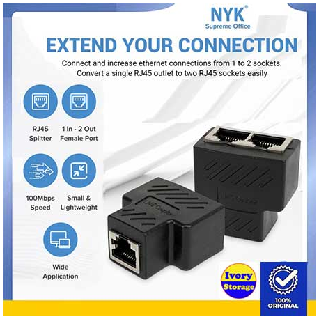 BAREL RJ45 CABLE COUPLER DOUBLE CAT5/6 ETHERNET LAN