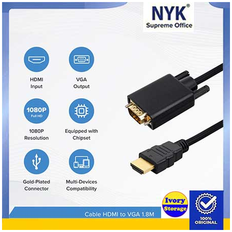 Kabel HDMI ke VGA NYK 1.8M with Chipset ( HDMI-VGA ) 1.8 meter