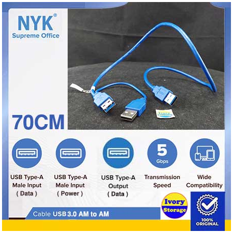 Kabel USB3.0 NYK 60CM (USB3.0 AM to USB3.0 AM)