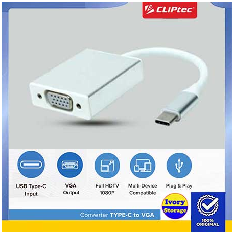 CLIPTEC CONVERTER TYPE C KE VGA  (USB-C to VGA)