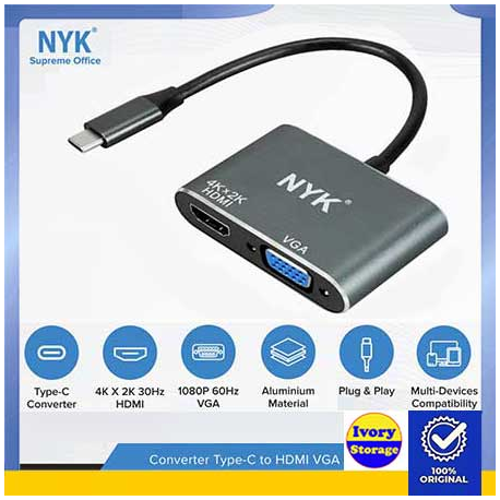 CONVERTER 2 IN 1 USB 3.1 Type C KE VGA+HDMI (USB-C to VGA/HDMI)