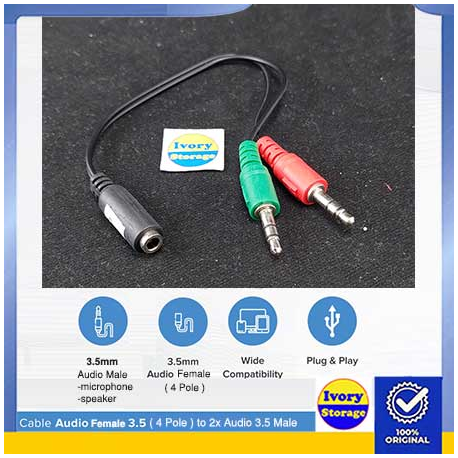 SPLITTER MALE AUDIO & MIC 3.5mm 2 IN 1 - 10000286000