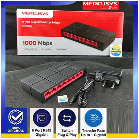 SWITCH 8 PORT MERCUSYS MS108G 8-PORT 10/100/1000M GIGABIT - 6935364099626
