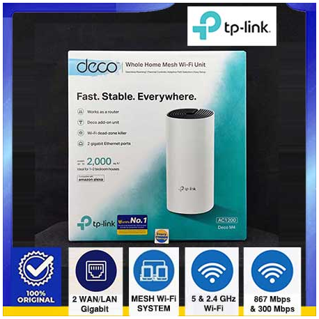 AC1200 Whole Home Mesh Wi-Fi System TP-LINK DECO M4 Gigabit port (1-Pack) isi 1 buah