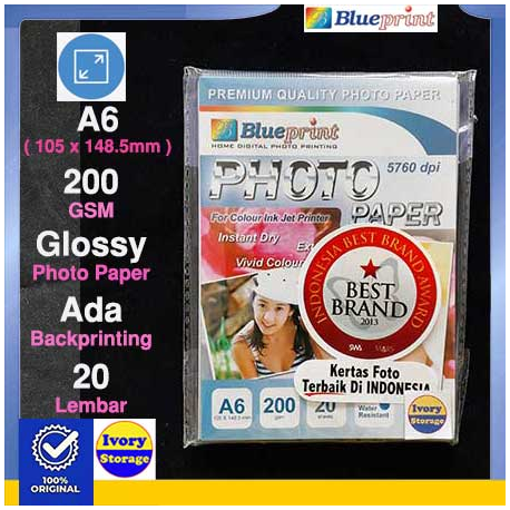 Glossy Photo Paper 20PC 200GSM Blueprint - 10000098000