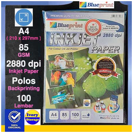 A4 Inkjet Paper 100PC 85GSM Blueprint - 8997031735587