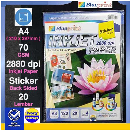 BLUEPRINT INKJET PAPER STICKER 120μm A4 20PC