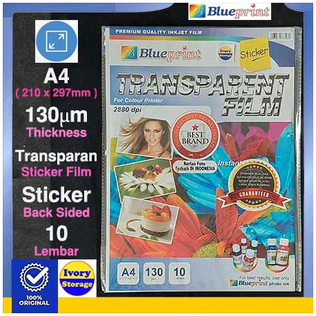 A4 Transparent Film Sticker 20PC Blueprint - 8997031732685