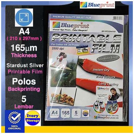 A4 Printable Film 5PC 165 mm Stardust Silver Blueprint - 8997031730308