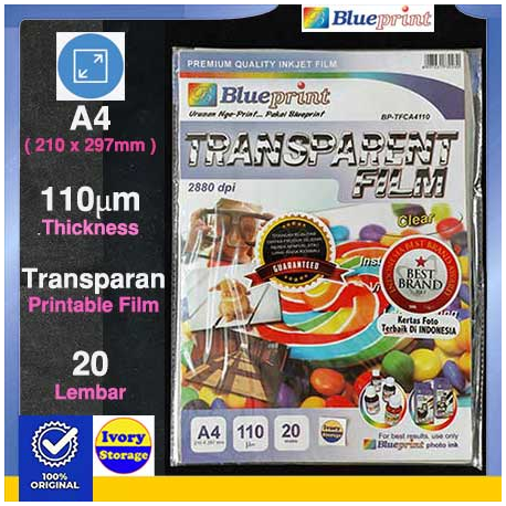 A4 Transparent Film 20PC Clear Blueprint - 8997031730230