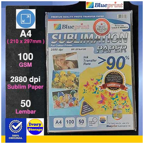 A4 Sublimation Paper 50PC 100GSM Blueprint - 8997031733088