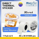 Label Stiker Kertas Thermal Blueprint Lite 40x30mm 5 Roll @1000pcs Direct Thermal Sticker