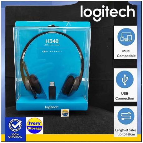 HEADSET STEREO LOGITECH H340 BLACK USB ORIGINAL NOISE CANCEL - 097855089717