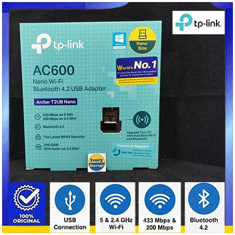 USB Wi-Fi Bluetooth Adapter TP-LINK ARCHER T2UB Nano Wi-Fi Bluetooth 4.2 Dual Band AC600 USB Adapter