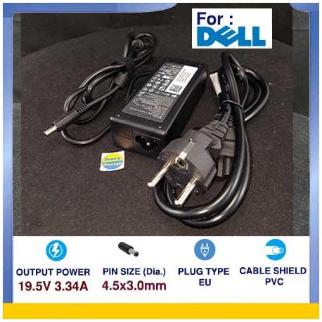 Charger Laptop for Dell 19.5V 3.34A 4.5x3.0mm