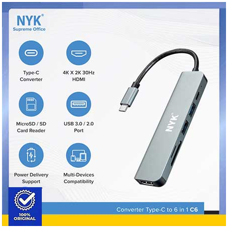 Type-C 6-in-1 Docking Station NYK C6 with USB Hub 3.0 Plus HDMI port