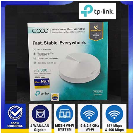 AC1300 TP-LINK DECO M5 2-Pack  Whole Home Mesh Wi-Fi System Gigabit port isi 2 buah