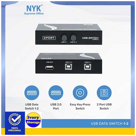 Switch USB2.0 NYK 4 Port Printer dengan Tombol