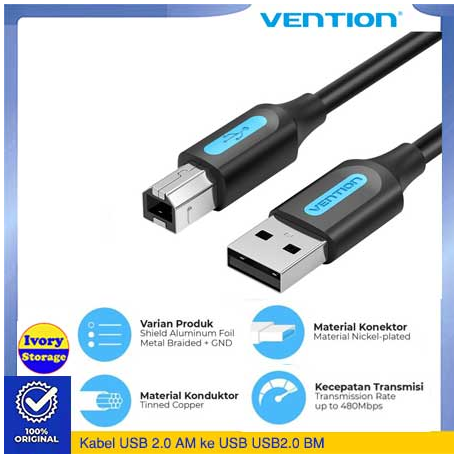 Kabel Printer USB2.0 Vention 2M (USB2.0 AM-BM 2M) COQBH