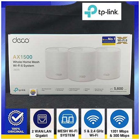 AX1500 TP-LINK DECO X10 3-Pack Wi-Fi 6 Whole Home Mesh Wi-Fi System Gigabit port isi 3 buah