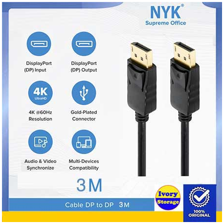 Kabel Display Port NYK 1.8m  V1.2 4K 60Hz (DP-DP)